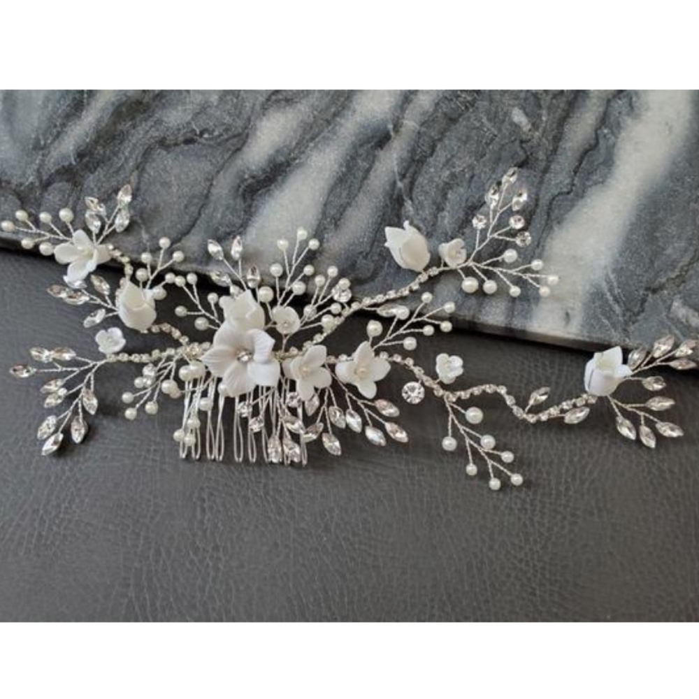 Bride Crystal flower Large Head Hairpieces wedding - Picture 3 of 7